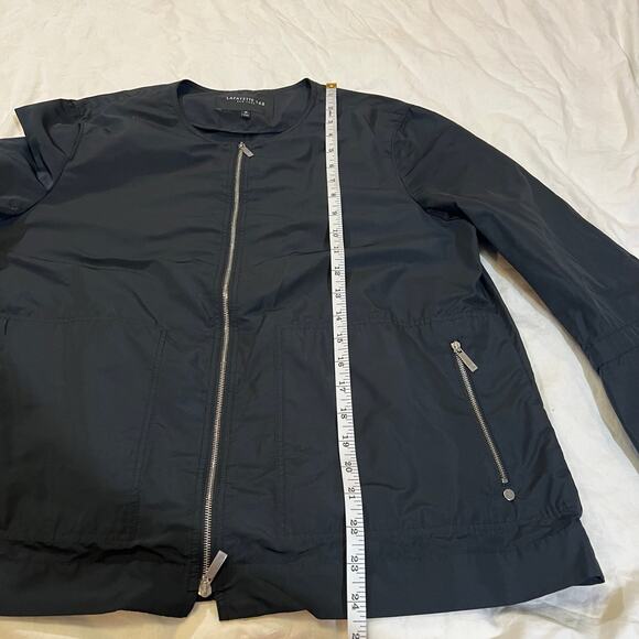 Lafayette 148 New York Johnsie Empirical Tech Cloth Zip Up Jacket Black Sz M - Picture 7 of 9